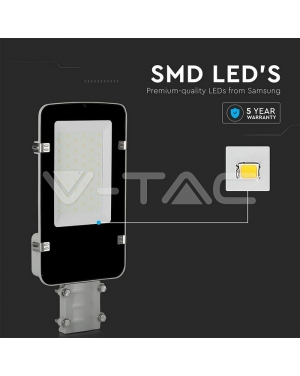 LED Улична Лампа SAMSUNG ЧИП - 30W Сиво Тяло 4000K 5 Години Гаранция LED улично осветление