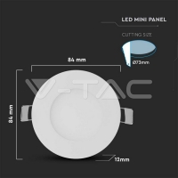 3W LED Premium Панел - Кръг 6000K 3W LED Premium Панел - Кръг 6000K LED панели за скрит монтаж