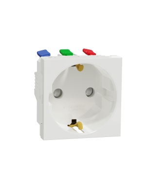 New Unica - Единичен контакт Шуко с Детска защита - 2P+E - 16A 250V, безвинтово свързване - IP21 D - бял NEW UNICA контакти и ключове