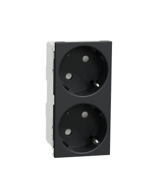 New Unica, Двоен контакт Шуко с Детска защита, 2P+E, 16A 250V, безвинтово свързване - IP21 D, антрацит NEW UNICA контакти и ключове