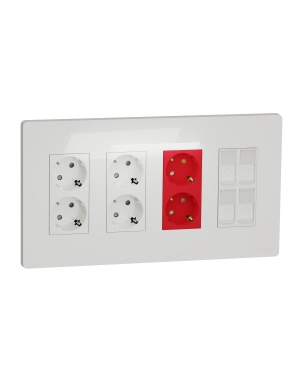 Панел 4 колони(2 конт.+2 конт.+4 RJ), бял NEW UNICA контакти и ключове