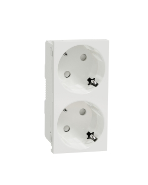 New Unica, Двоен контакт Шуко с Детска защита, 2P+E, 16A 250V,безвинтово свързване - IP21 D, бял NEW UNICA контакти и ключове