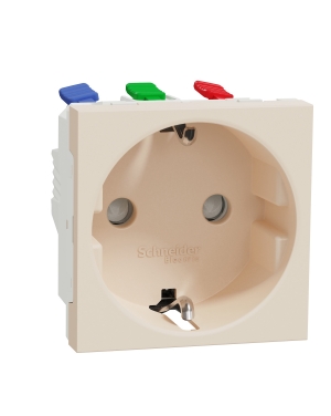 New Unica - Единичен контакт Шуко - 2P+E - 16A 250V, безвинтово свързване - IP21 D - слонова кост NEW UNICA контакти и ключове