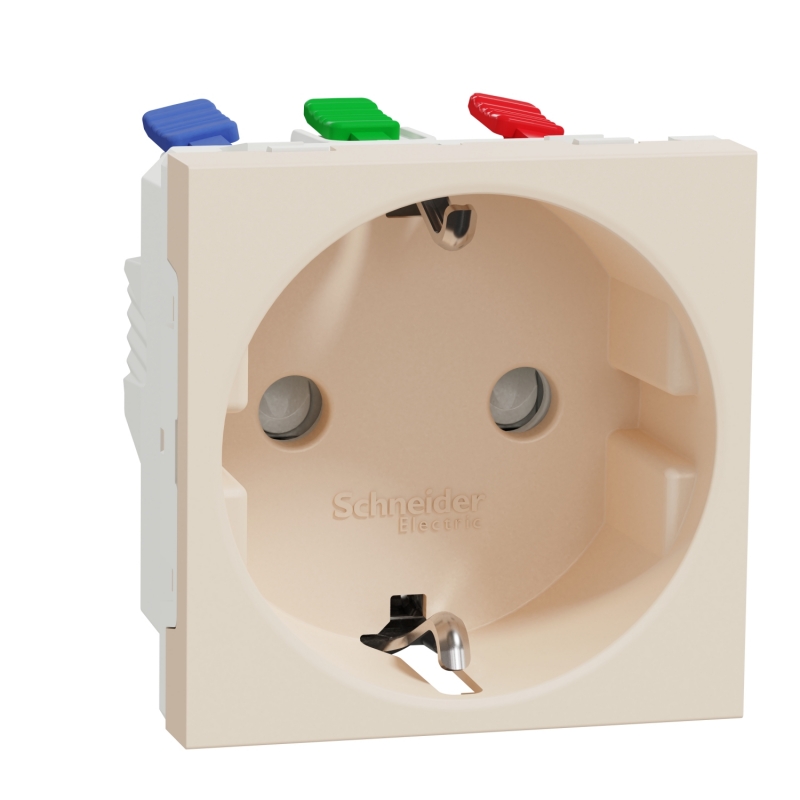 New Unica - Единичен контакт Шуко - 2P+E - 16A 250V, безвинтово свързване - IP21 D - слонова кост NEW UNICA контакти и ключове