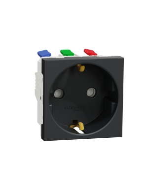 New Unica - Единичен контакт Шуко - 2P+E - 16A 250V, безвинтово свързване - IP21D - антрацит NEW UNICA контакти и ключове