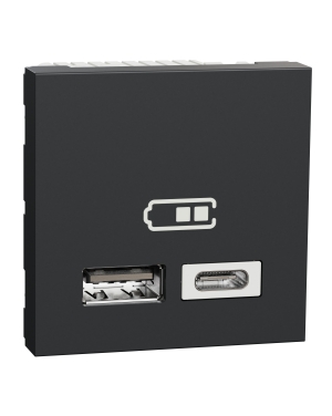 Двойно USB зарядно 2.0, A+C, антрацит NEW UNICA контакти и ключове