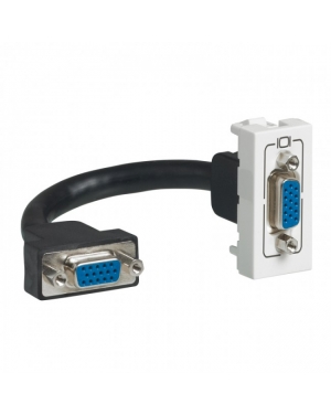 L078777 PRMOS HD15 (VGA) РОЗЕТКА 1МОД БЯЛ С КАБЕЛ Mosaic Legrand
