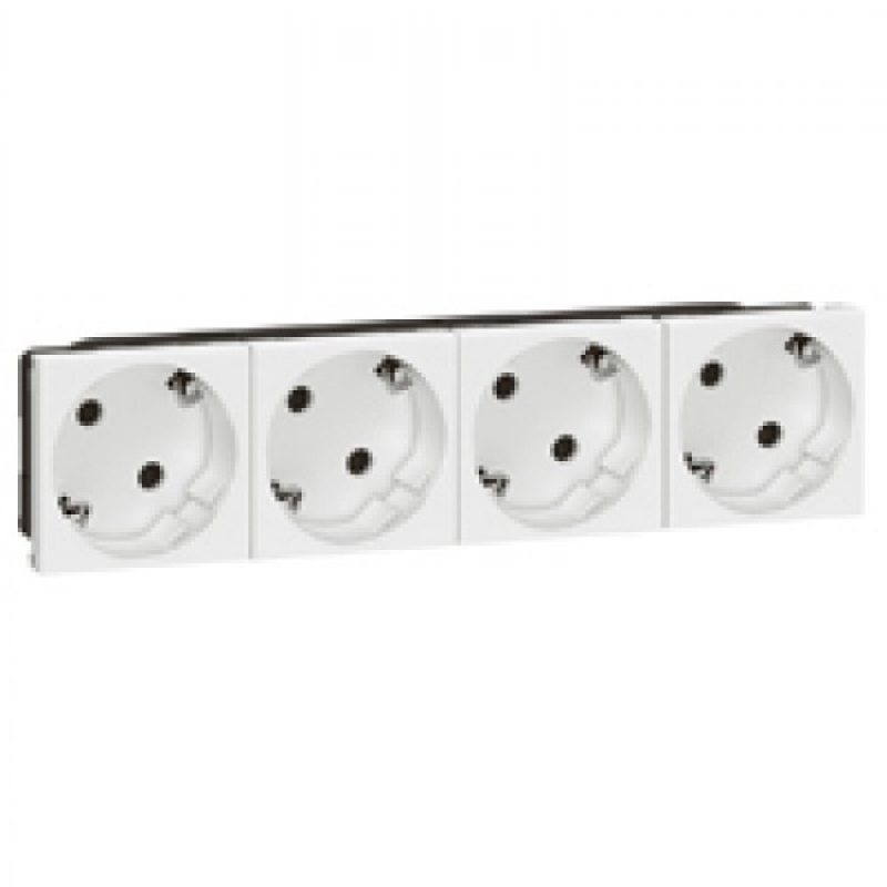 L077254 PRMOS КОНТАКТ ШУКО 4Х2P+E 45О БЯЛ Mosaic Legrand