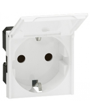 L077219 PRMOS КОНТАКТ ШУКО 2P+E С КАПАЧЕ (2M) БЯЛ Mosaic Legrand