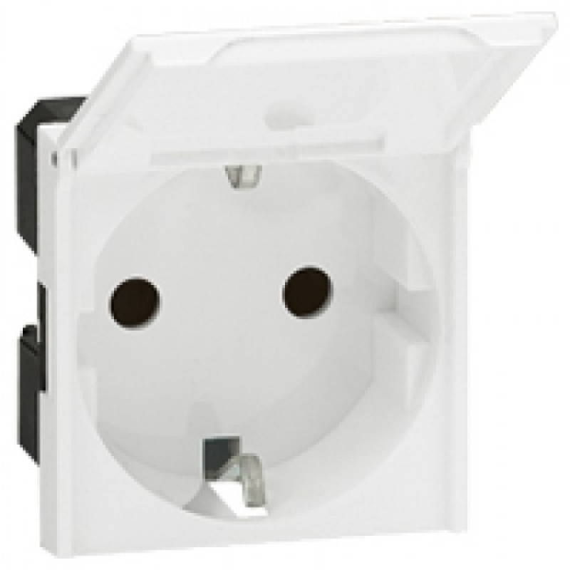 L077219 PRMOS КОНТАКТ ШУКО 2P+E С КАПАЧЕ (2M) БЯЛ Mosaic Legrand