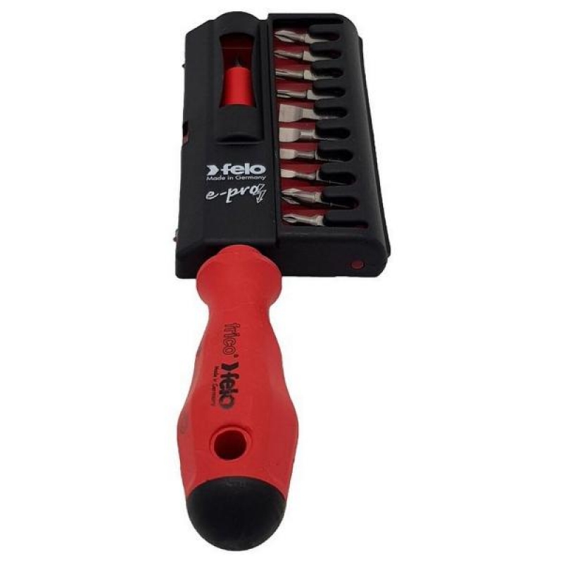 Комплект отвертки FELO 1000V E-Pro 11+1 pcs (1 x ) 518: 1/4” x 105 (4 x ) 020: 3,0 x 0,5 / 4,0 x 0,8 / 5,5 x 1