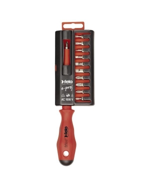 Комплект отвертки FELO 1000V E-Pro 11+1 pcs (1 x ) 518: 1/4” x 105 (4 x ) 020: 3,0 x 0,5 / 4,0 x 0,8 / 5,5 x 1