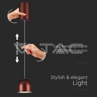 8.5W LED Висяща Лампа Φ100 Регулируемо Въже Touch On/Off Кафяво Тяло 3000K Висящи декоративни лампи