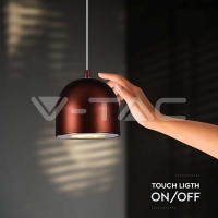 8.5W LED Висяща Лампа Φ100 Регулируемо Въже Touch On/Off Кафяво Тяло 3000K Висящи декоративни лампи