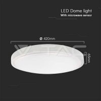 24W LED Плафон Микроволнов Сензор SAMSUNG Chip 6500K Кръг Бяла Рамка IP44 24W LED Плафон Микроволнов Сензор SAMSUNG Chip 6500K Кръг Бяла Рамка IP44 LED плафони със сензори