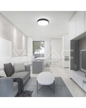18W LED Плафон Кръг Черна Рамка 4000К IP44 LED плафони без сензори