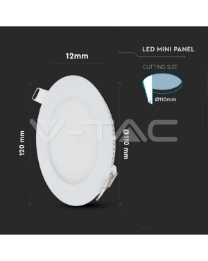 6W LED Premium Панел Кръг 6400K LED панели за скрит монтаж