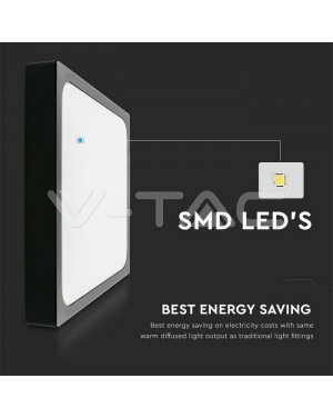 24W LED Плафон Квадрат Микровълнов Сензор Черна Рамка 4000К IP44 LED плафони със сензори