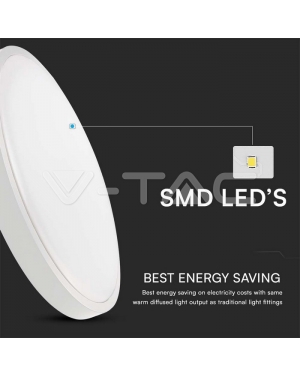 30W LED Плафон Кръг Бяла Рамка 3000К IP44 LED плафони без сензори