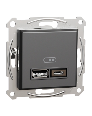 USB зарядно 2,4A A+C, антрацит ASFORA контакти и ключове