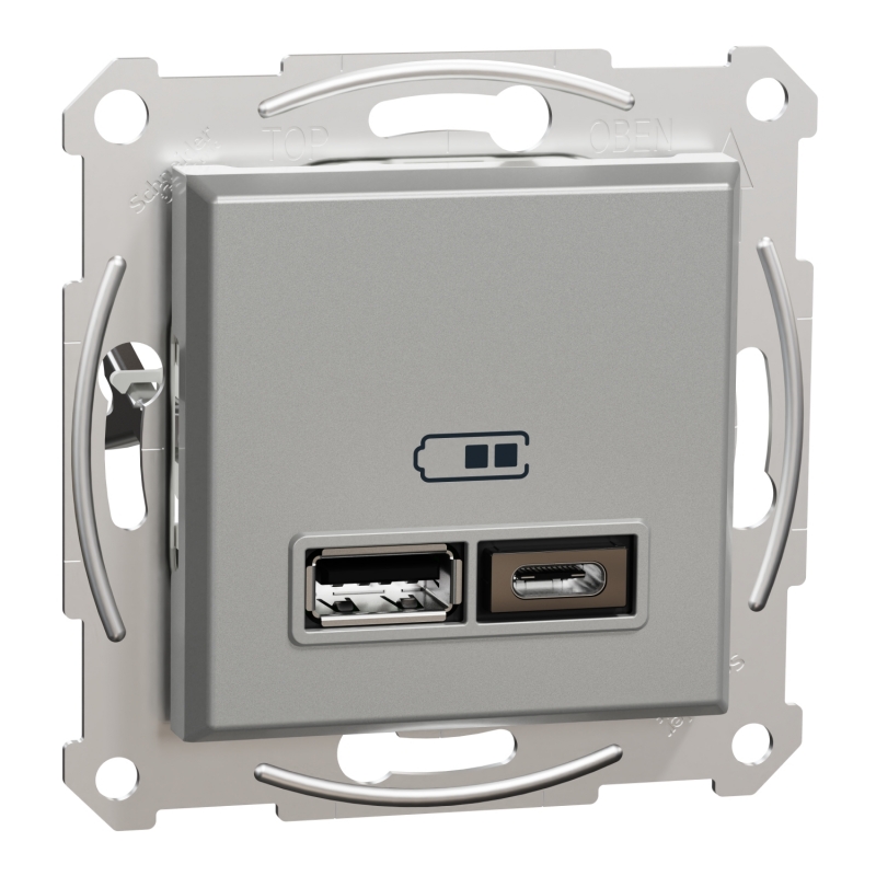 USB зарядно 2,4A A+C, алуминий ASFORA контакти и ключове