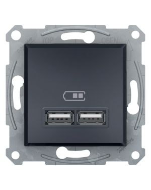 USB зарядно, 2.1А, антрацит ASFORA контакти и ключове