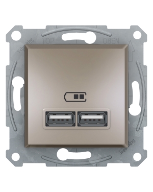 USB зарядно, 2.1А, бронз ASFORA контакти и ключове