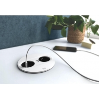 Модул TWIST 2 КРЪГЪЛ с 1х Шуко и USB тип A+C, с кабел 2м, цвят Бял, Bachmann Мебелни контакти BACHMANN