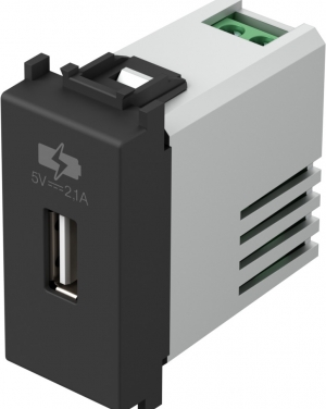 Зарядно USB 5V 2.1A 1M TEM MODUL Черен Мат TEM MODUL механизми