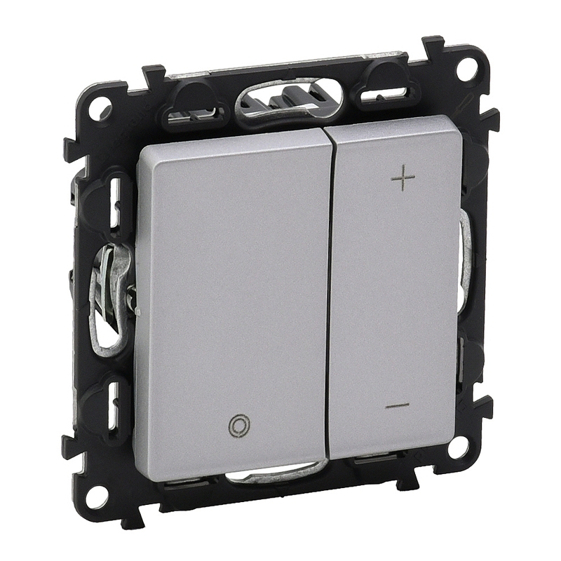 Бутонен димер LED /5-75W/, Елек/фер. Траф./5 400VA/, 230V /5-400W/ Valena Life Алуминий Valena Life Legrand контакти и ключове