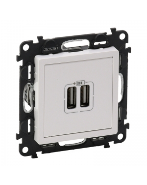 Двоен USB контакт 1500мА за зареждане 5V,Valena Life Бял Valena Life Legrand контакти и ключове