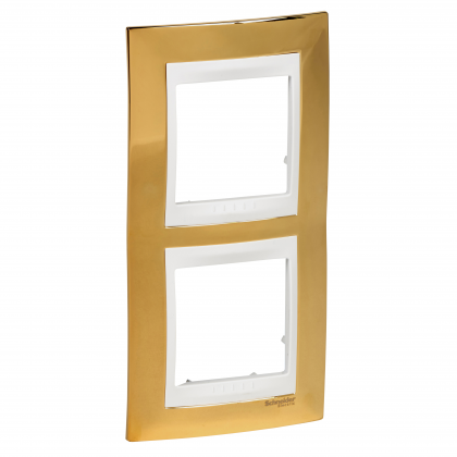 Двойна рамка за вертикален монтаж Unica Plus, Злато/Бял