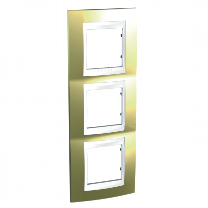 Тройна рамка за вертикален монтаж Unica Plus, Злато/Бял