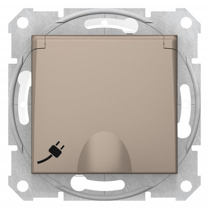 Контактен излаз 16 A - 250 V AC, 2P+E, IP 44, с детска защита, винтово свързване и капаче, Титан