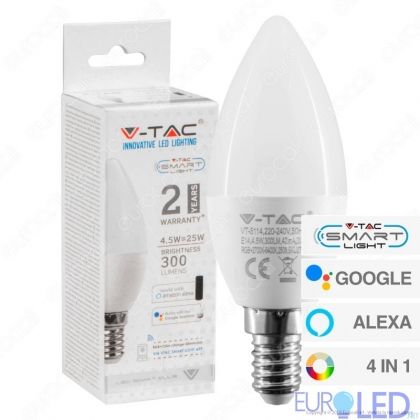 LED Крушка 4.5W E14 Кендъл SMART RGB + Топла и Студена Светлина