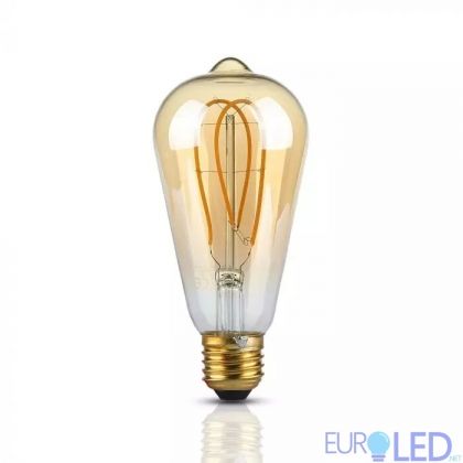 LED Крушка 5W E27 Long Filament Златно Стъкло ST64 Топло Бяла Светлина
