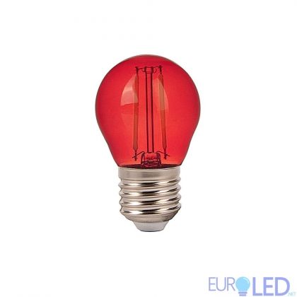 LED Крушка - 2W Filament E27 G45 Червена 