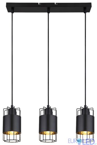 3126 Dimitri, полилей, черно, E27 3x MAX 40W, L50xD10xH150cm, черен текстилен кабел