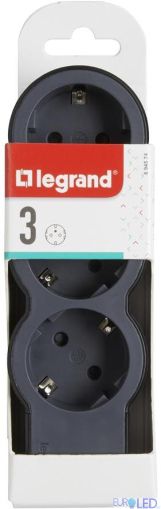 Разклонител ЧЕРЕН 3x2P+E без кабел Standard NEW Legrand
