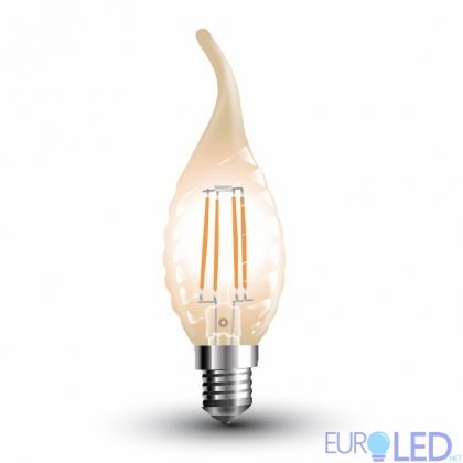 LED Крушка - 4W Filament  E14 Кендъл Пламък Amber 2700K