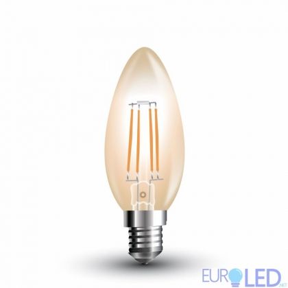 LED Крушка - 4W Filament  E14 Кендъл Amber 2200K