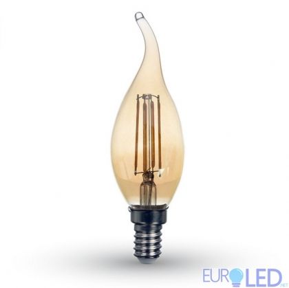 LED Крушка - 4W Filament  E14 Кендъл Amber Пламък 2200K