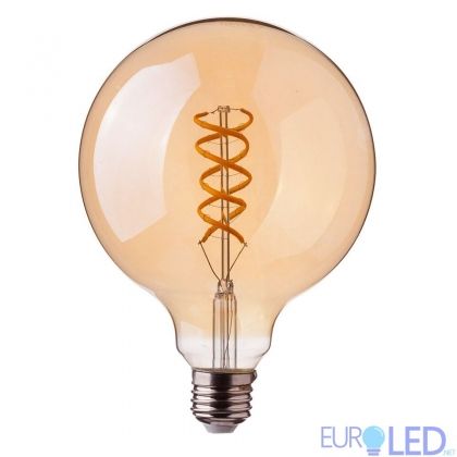 LED Крушка - 5W Filament  E27 G95 Златно Стъкло Извита Форmа 2200К