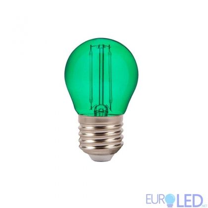LED Крушка - 2W Filament E27 G45 Зелен Цвят