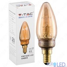 LED Крушка - 2W Арт Filament Кендъл E14 Amber Glass 1800K±200K