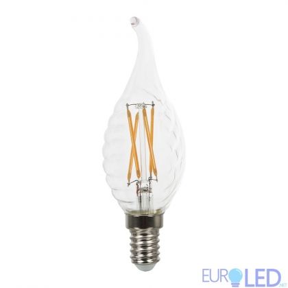LED Крушка - 4W Filament  E14 Кендъл Кръстосан Спирала Пламък 2700K Димируема