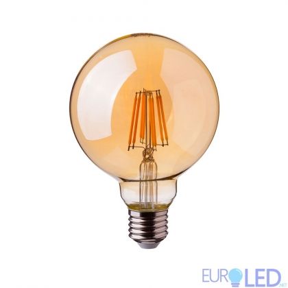 LED Крушка - 6W Filament  E27 G95 Amber 2700K Димируема
