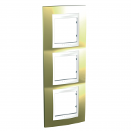 Тройна рамка за вертикален монтаж Unica Plus, Злато/Бял