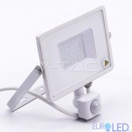 30W LED Прожектор Със Сензор SAMSUNG ЧИП Бяло Тяло 6400К