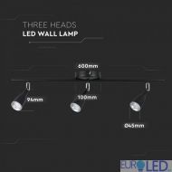 13.5 LED Тройна Спот Лампа 3000К Черна  